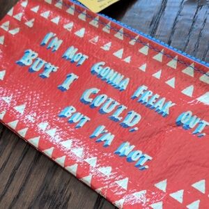 BLUE Q I NWT Red & Blue "I'm not gonna freak out" Zippered Pencil Pouch Case